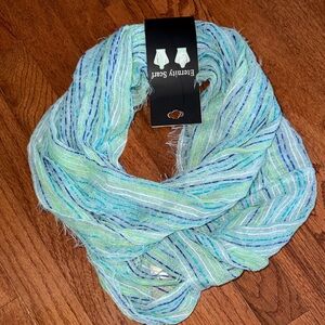 Light Blue & Mint Striped Infinity Scarf
